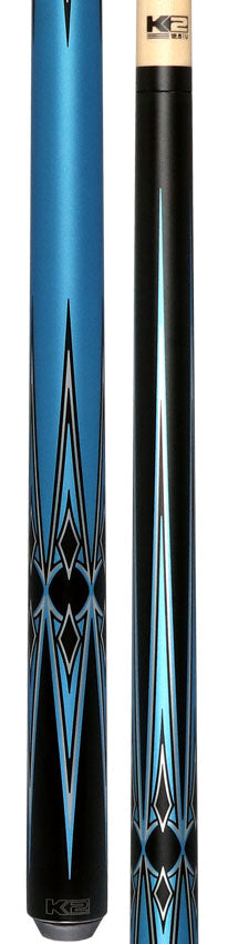 K2 KL160BL Pool Cue Matte Metallic Blue with Silver and Black Graphic