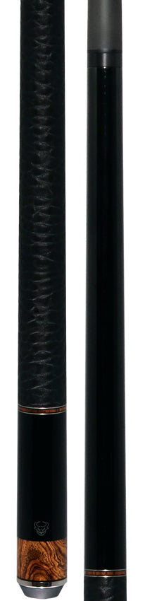 Bull Carbon Black with Bocote Inlays Play Cue with Textured Leather Wrap 5