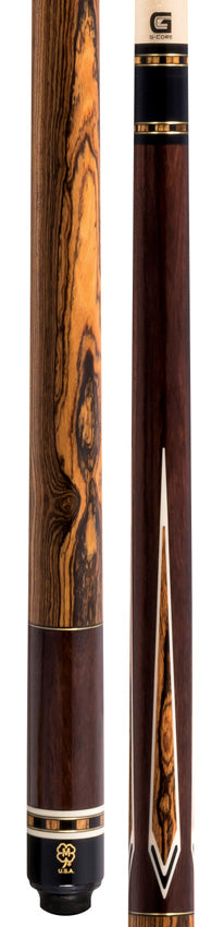 McDermott G520 G Series No Wrap Pool Cue - Rosewood with Bocote Points and Wrap Section