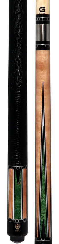 McDermott MCD50C 50th Anniversary Series Pool Cue - Birdseye Maple Cue and Green Burl Points with G-Core Shaft and Commemorative 1x1 Case