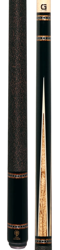 McDermott H652 H-Series Pool Cue - Black Urethane Forearm and Zebrawood Points with Irish Line Wrap