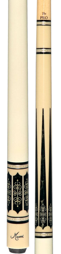 Meucci Century Series 2103WHBKWHP Pool Cue - White - Black Pearl - White Wrap with Pro Shaft