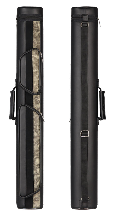 Pure X PXC522B 2 Butt x 2 Shaft Silk Sleeve Hard Case - Black and Gunmetal