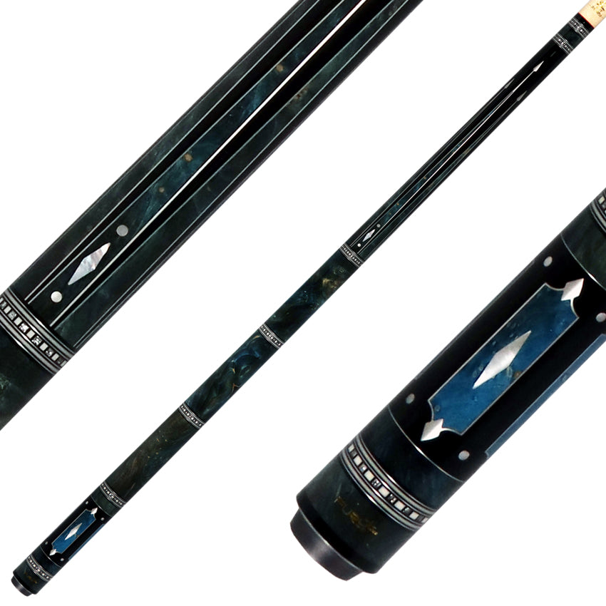 Fury FUAM18 No Wrap Pool Cue - Ebony with Burl Points and Wrap Section with AMFCHT2 Wood Shaft