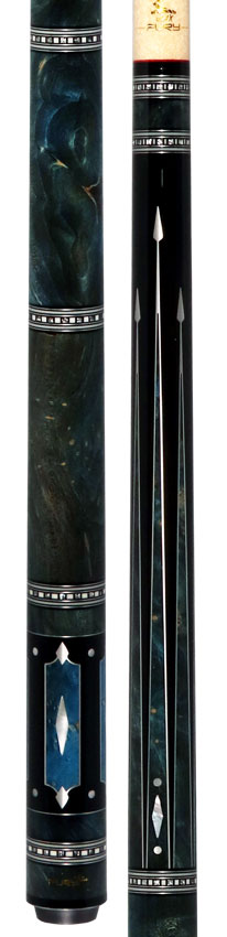 Fury FUAM18 No Wrap Pool Cue - Ebony with Burl Points and Wrap Section with AMFCHT2 Wood Shaft
