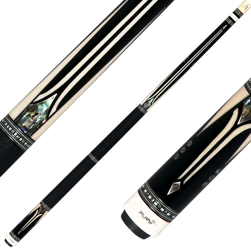 Fury FUAM6 Leather Wrap Pool Cue - Ebony with Elforyn and Abalone Points 1