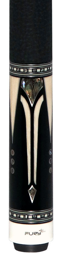 Fury FUAM6 Leather Wrap Pool Cue - Ebony with Elforyn and Abalone Points