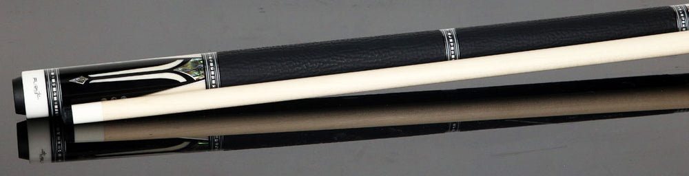 Fury FUAM6 Leather Wrap Pool Cue - Ebony with Elforyn and Abalone Points