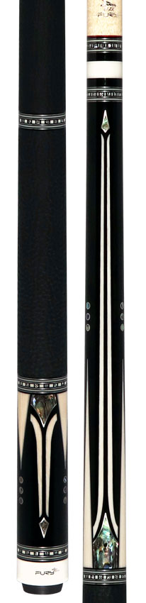 Fury FUAM6 Leather Wrap Pool Cue - Ebony with Elforyn and Abalone Points 3