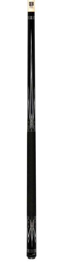 Fury FUTK4 Pool Cue with Sharkskin Leather Wrap - Black with Silver and White Graphic HTE Wood Shaft 4