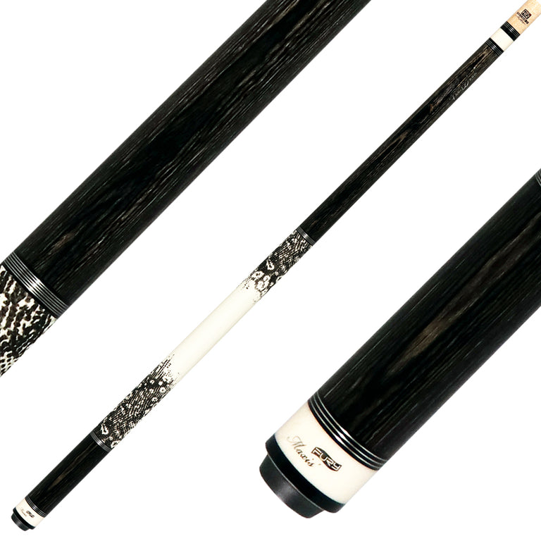 Fury FUTW2LIZ Pool Cue with Lizard Leather Wrap - Gray-Stained Tec-Wood HTE Wood Shaft