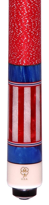 McDermott G208C4 Cue of the Month with G-Core Shaft - Blue Stained Birdseye Maple with Red/White/Blue Inlays