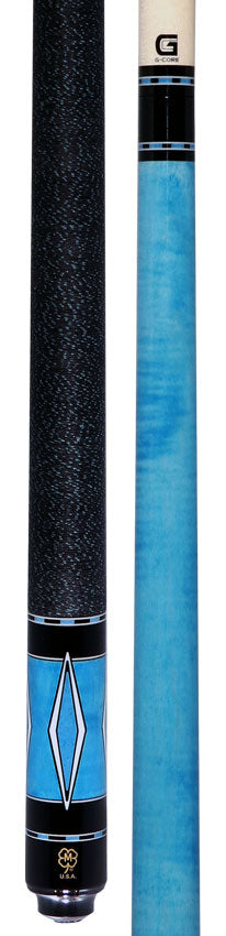 McDermott Sky Blue Stained Curly Maple with White Urethane Inlays Cue of the Month with G-Core Shaft 5