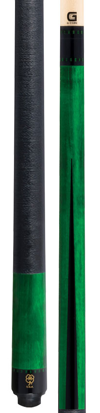 McDermott G342 G Series Pool Cue - Emerald Green Stain with Black Urethane Points and Irish Linen Wrap