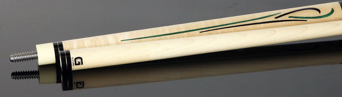 McDermott G416C2 Cue of the Month - Curly Maple with Green Malachite and Black Urethane Inlays with G-Core Shaft