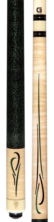 McDermott G416C2 Cue of the Month - Curly Maple with Green Malachite and Black Urethane Inlays with G-Core Shaft