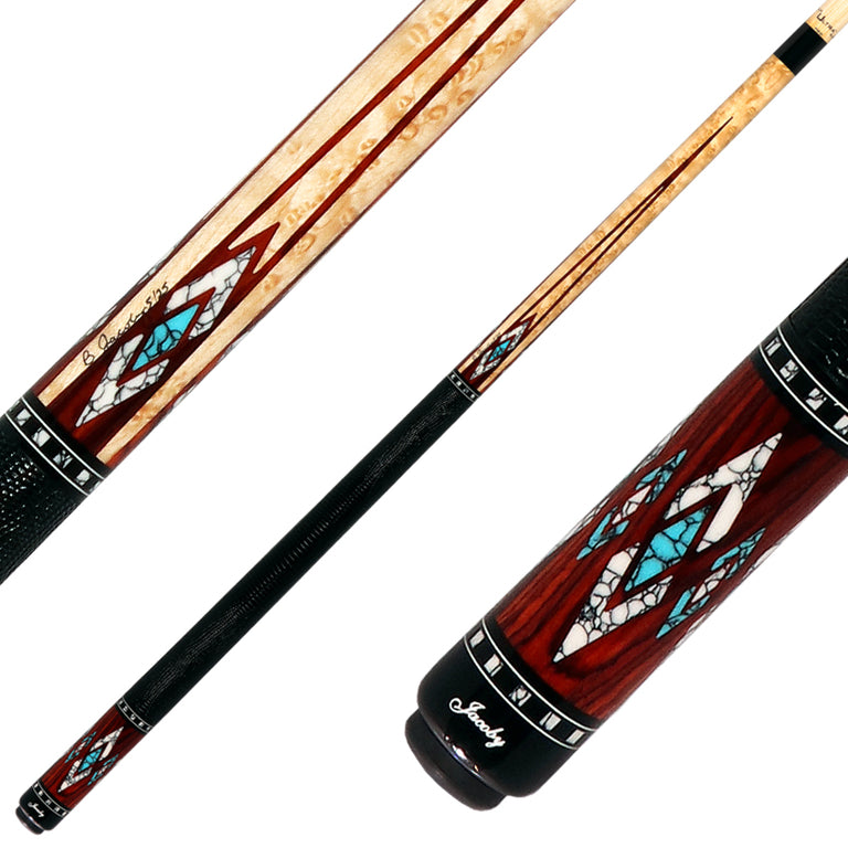 Jacoby HBV2 Series Pool Cue - Maple and Cocobolo with White Buffalo Turquoise and Turquoise Inlays