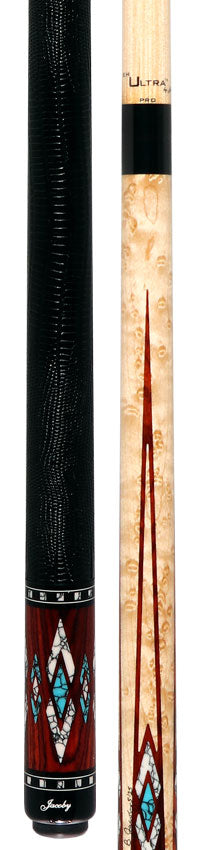 Jacoby HBV2 Series Pool Cue - Maple and Cocobolo with White Buffalo Turquoise and Turquoise Inlays