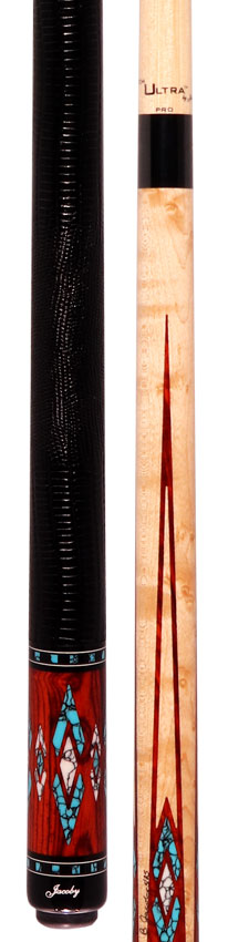 Jacoby HBV2 Series Pool Cue - Maple and Cocobolo with Turquoise and White Buffalo Turquoise Inlays