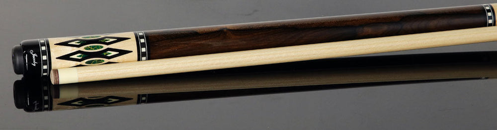 Jacoby HBV2 Series Pool Cue - Birdseye Maple with Arizona Jade Inlays and Ziricote Wrap