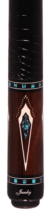 Jacoby HBV2 Series Pool Cue - Ziricote with Turquoise and White Juma Points 2