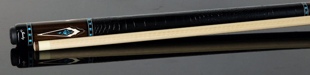 Jacoby HBV2 Series Pool Cue - Ziricote with Turquoise and White Juma Points