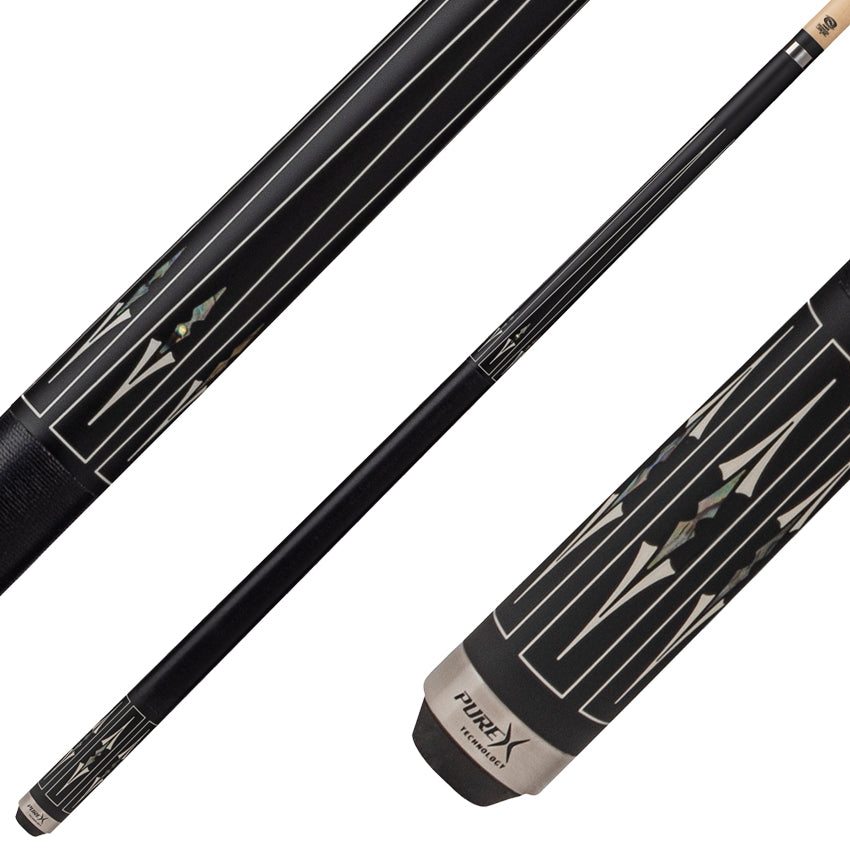 Pure X Matte Black with Mother-of-Pearl Graphic Pool Cue with MZ Sport Grip Wrap