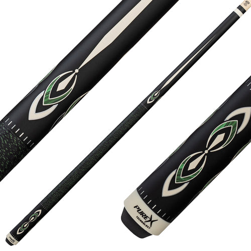 Pure X Matte Black with Malachite and White Graphic Pool Cue with Irish Linen Wrap 1