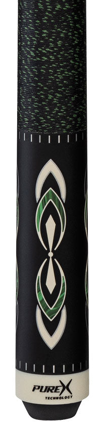 Pure X Matte Black with Malachite and White Graphic Pool Cue with Irish Linen Wrap 2