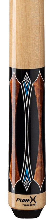 Pure X Midnight Black Apitong & Blue/White Recon Graphic Wrapless Pool Cue 2