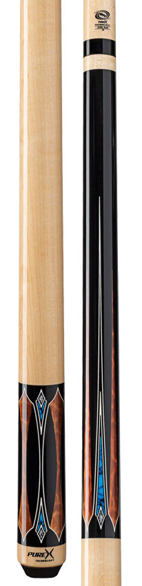 Pure X Midnight Black Apitong & Blue/White Recon Graphic Wrapless Pool Cue