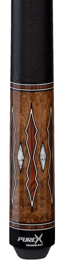 Pure X Coffee Stained Maple with Cocobolo and White Points Graphic Pool Cue with Linen Wrap