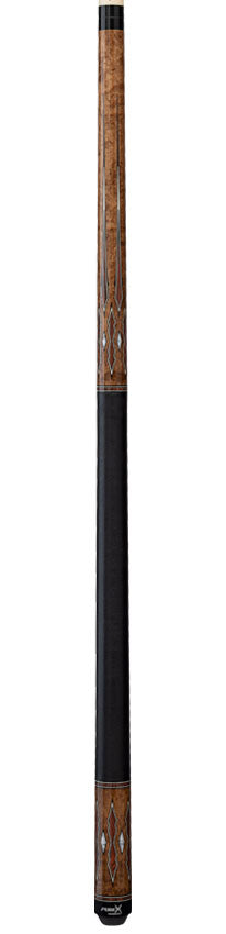 Pure X Coffee Stained Maple with Cocobolo and White Points Graphic Pool Cue with Linen Wrap 3