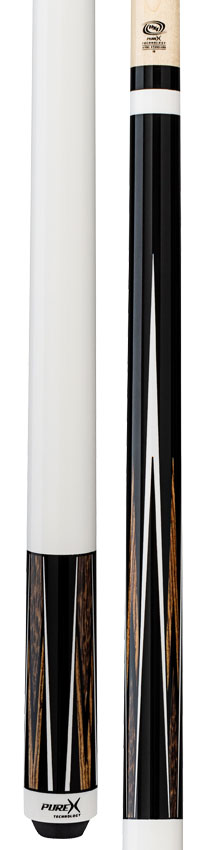 Pure X Midnight Black with Bocote and Black Palm Point Graphic Wrapless Pool Cue