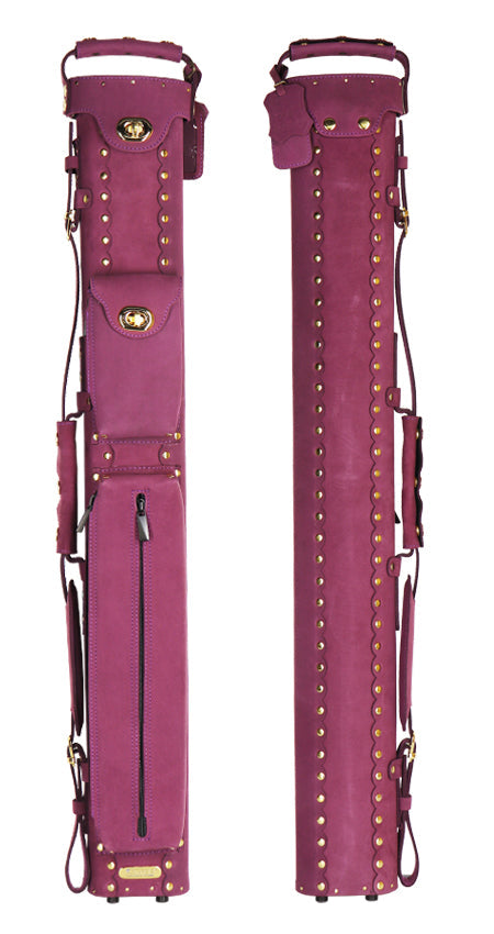 Instroke Buffalo Leather Series 2x2 Pool Cue Case - Purple