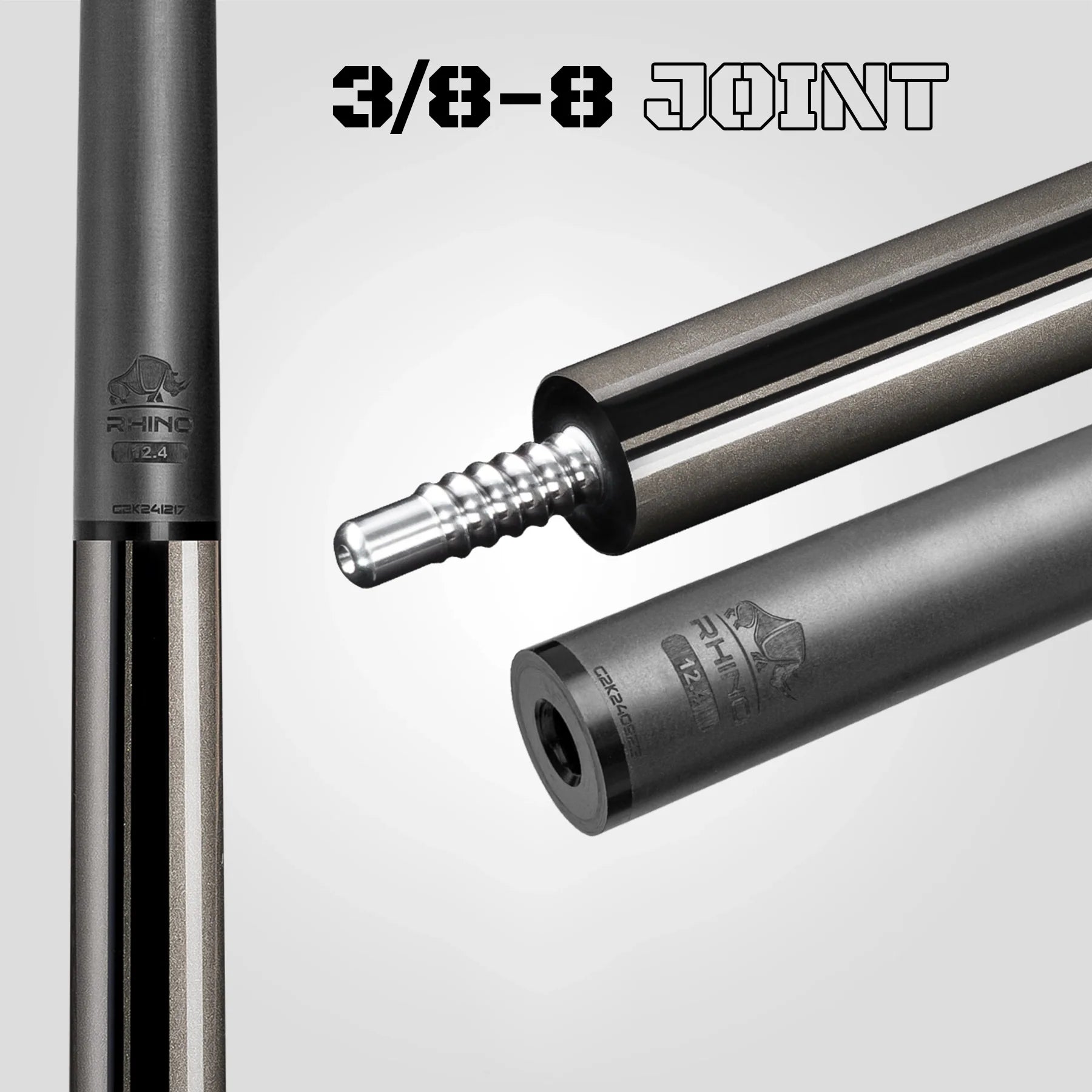Rhino RCNEB2NWGY Nebula 2 No Wrap Pool Cue - Charcoal Gray