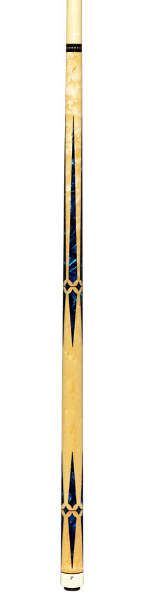 J Pechauer JP15T JP T Series No Wrap Pool Cue - Figured Maple with Blue Pearl Inlays