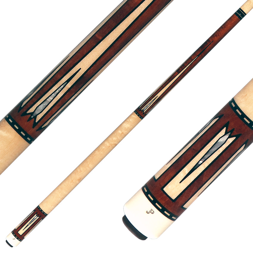 J Pechauer JP16T JP T Series No Wrap Pool Cue - Chestnut-Stained Maple with Sim. Ebony Framed Maple Points