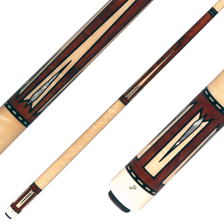 J Pechauer JP16T JP T Series No Wrap Pool Cue - Chestnut-Stained Maple with Sim. Ebony Framed Maple Points