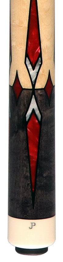J Pechauer JP18T JP T Series No Wrap Pool Cue - Smoke-Stained Maple with Sim Ebony Framed Red Pearl Points 2