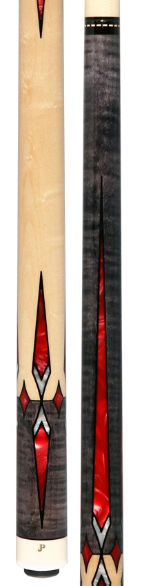J Pechauer JP18T JP T Series No Wrap Pool Cue - Smoke-Stained Maple with Sim Ebony Framed Red Pearl Points 5