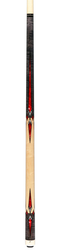 J Pechauer JP18T JP T Series No Wrap Pool Cue - Smoke-Stained Maple with Sim Ebony Framed Red Pearl Points 6