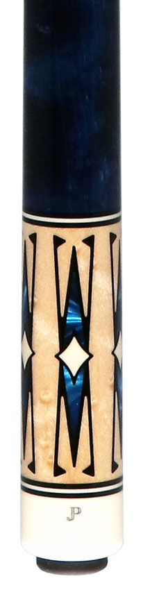 J Pechauer JP20T JP T Series No Wrap Pool Cue - No-Stained Maple with Sim. Ebony Framed Blue Pearl Points 2