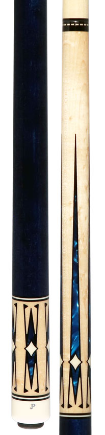 J Pechauer JP20T JP T Series No Wrap Pool Cue - No-Stained Maple with Sim. Ebony Framed Blue Pearl Points