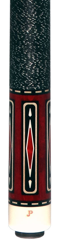 J Pechauer JP21T JP T Series Pool Cue - Wine-Stained Maple with Sim. Ebony Points and Red Pearl Inlays with Irish Linen Wrap