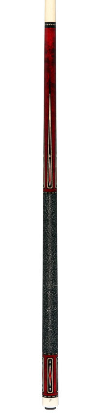 J Pechauer JP21T JP T Series Pool Cue - Wine-Stained Maple with Sim. Ebony Points and Red Pearl Inlays with Irish Linen Wrap