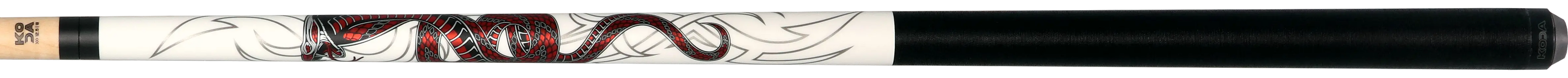 KODA White with Red Cobra Graphic Pool Cue with Linen Wrap - KDV40WH