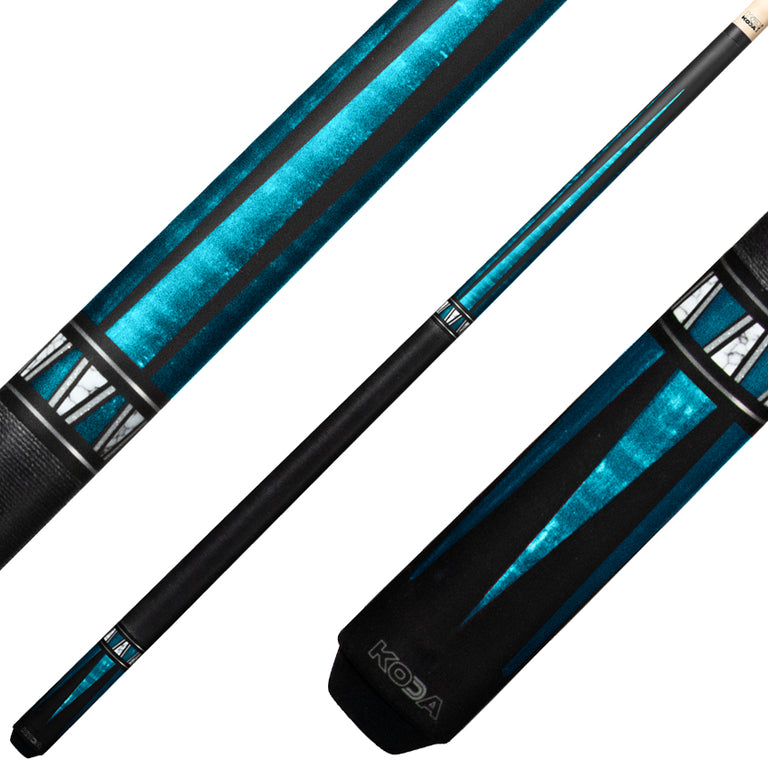 K2 KL172 Play Cue - 4 Point Matte Black and Teal Graphic with 11.75mm LD Shaft