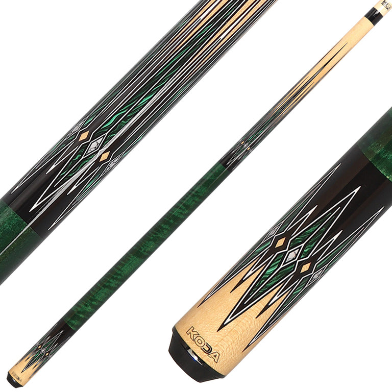 K2 KL180 Play Cue - 8 Point Natural/Green/Black Graphic with 12.50mm LD Shaft