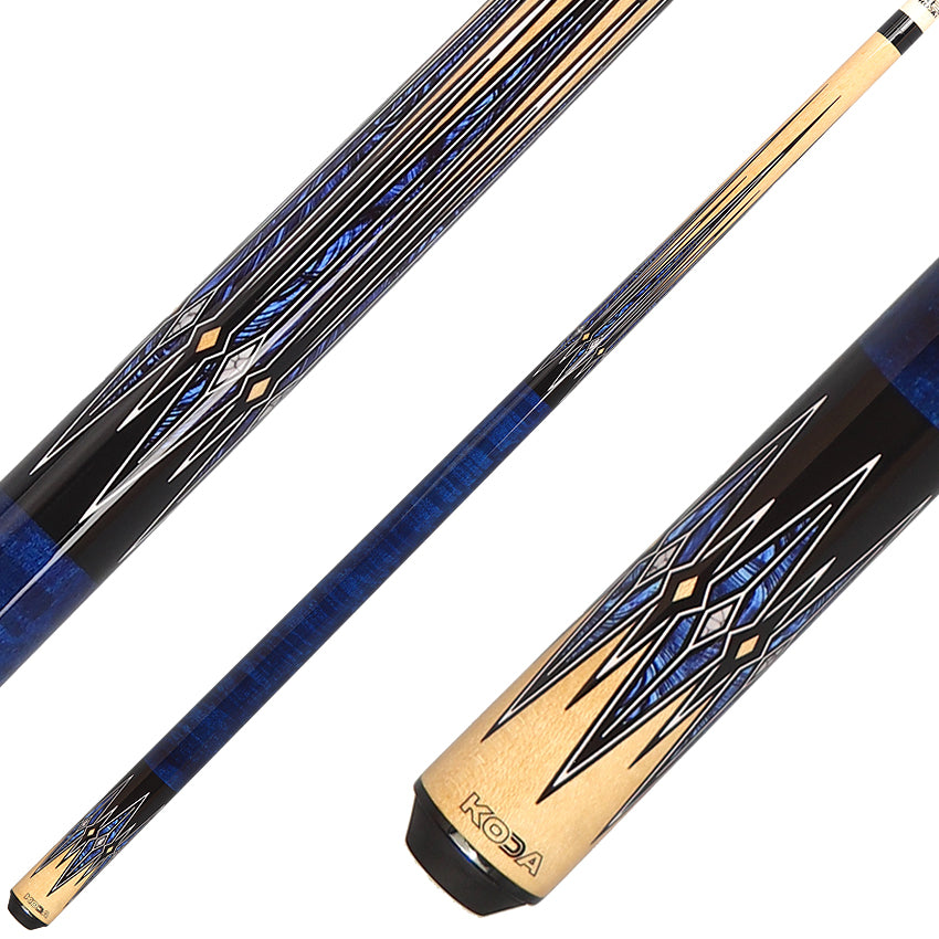 K2 KL181 Pool Cue - 8 Point Blue/Black/Natural Graphic with 12.50mm LD Shaft